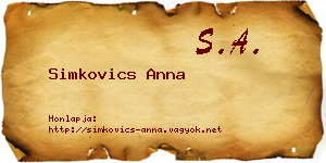 Simkovics Anna névjegykártya