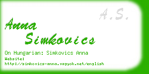anna simkovics business card